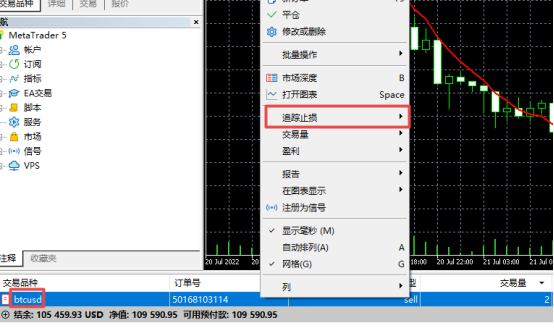 富拓外汇中MT5上怎么样设置交易订单的追踪止损?