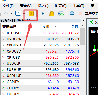 富拓外汇中MT5上怎么样把隐藏掉的品种显示出来?