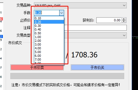 xm外汇中mt4下单时在哪里设置手数?