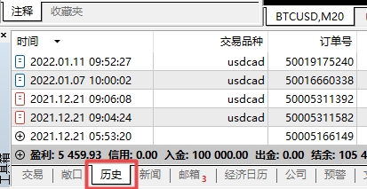 xm外汇中MT5软件上交易历史在哪看?