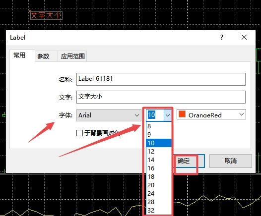 xm外汇中在MT4上添加文字能改变大小吗?