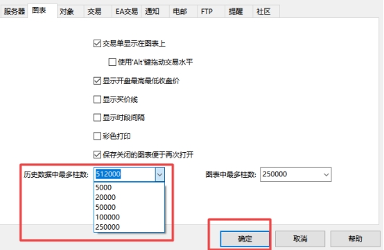 xm外汇中在MT4上怎么修改历史数据中最多柱数?