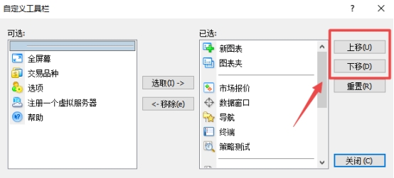 xm外汇的MT4上快捷工具怎么调整位置?