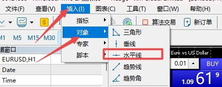 XM外汇mt5上水平线怎么画?