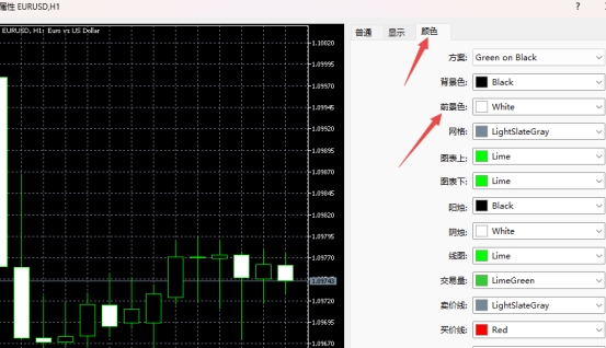XM外汇MT5上图表前景颜色可以修改吗?
