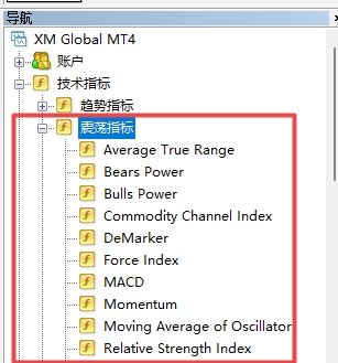 XM外汇MT4上怎么在导航里面添加震荡指标? XM外汇MT4上怎么在导航里面添加震荡指标?