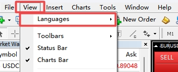 XM外汇MT4上图表栏目打开全部都是英文怎么办?