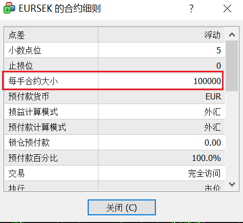 XM外汇MT4怎么查看品种合约大小？