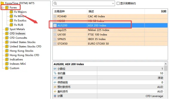 XM MT5上怎么显示指数品种?