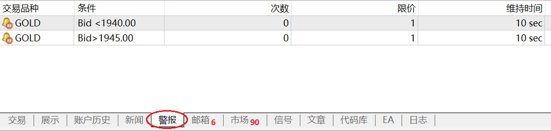 XM MT4上怎么设置警报提醒？