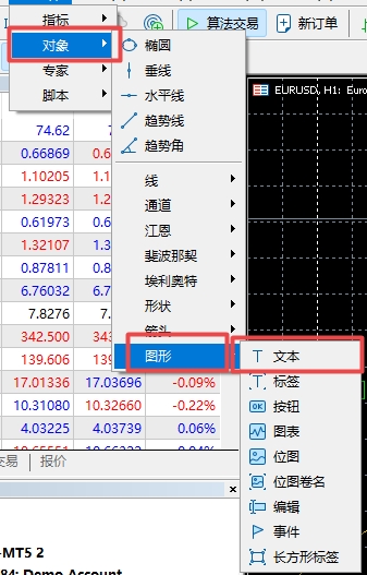 XM MT5上怎么添加文字标签?