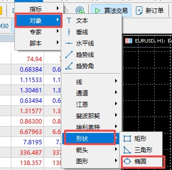 XM MT5上如何画椭圆形图标?
