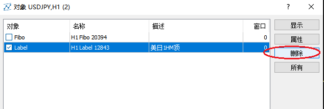 XM MT5上怎么删除添加好的文字标签？