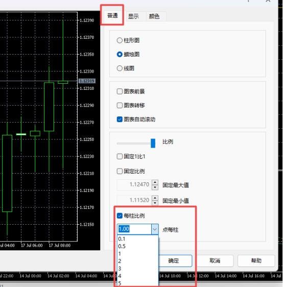 XM MT5上蜡烛图间距离可以调吗?