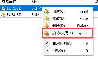 XM MT4上图表插入预警怎么关闭?