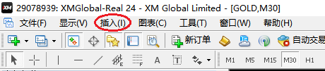 XM MT4上怎么添加水平线？