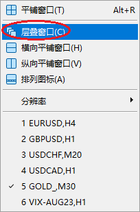 XM MT5上怎么使窗口层叠？