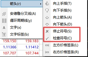 XM外汇MT4上停止检查箭头怎么插入?