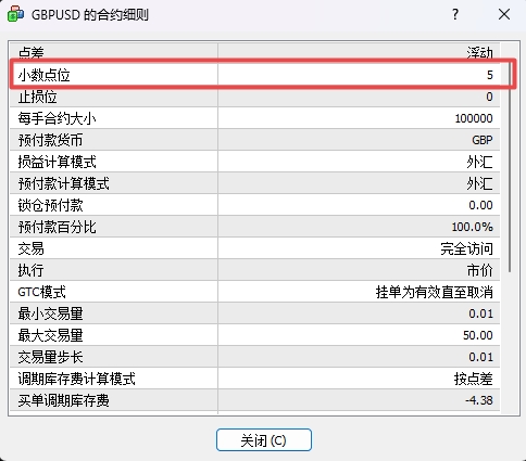 XM MT4上交易品种小数位怎么查看?