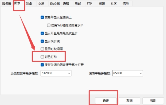 XM MT4上图表如何设置彩色打印?