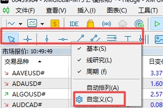 XM MT5上江恩线快捷工具不显示怎么办?
