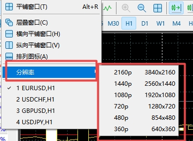 XM MT5上分辨率大小在哪设置?