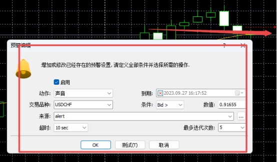 XM MT5上怎么样启动图表预警?