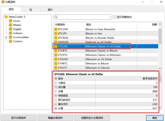 XM MT5上如何查看交易产品交易数值?