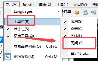 XM MT4上时间周期工具怎么显示出现?