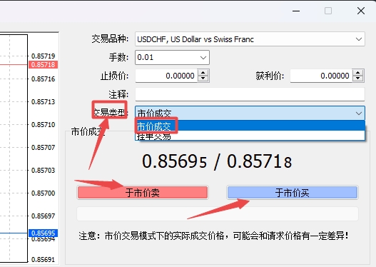 XM MT4上订单市价成交类型怎么切换?