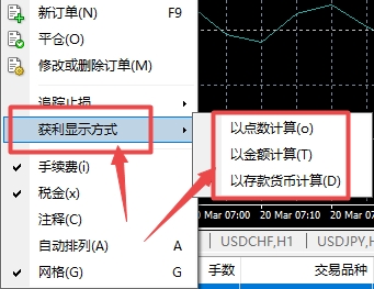 XM MT4上订单获利方式怎么查看?